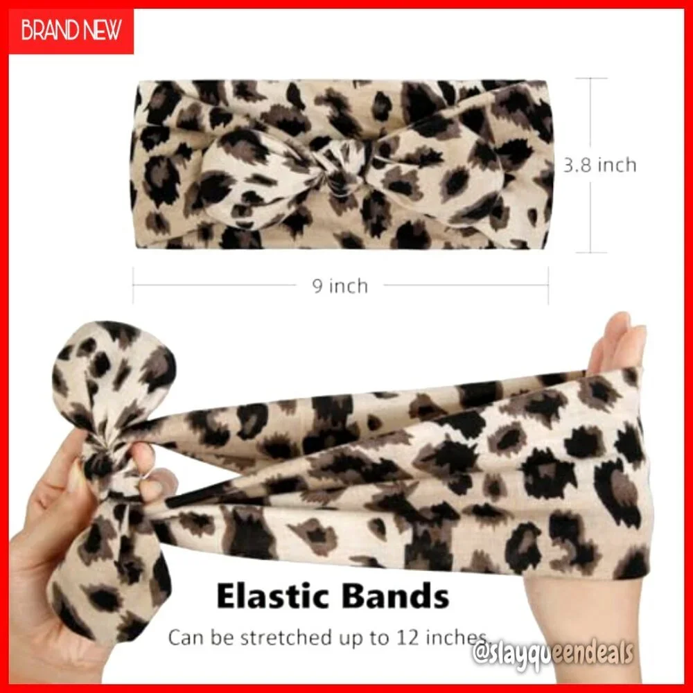 Wide Non-Slip Bow Headbands 6-Pack, Stretchy Elastic Hair Accessories